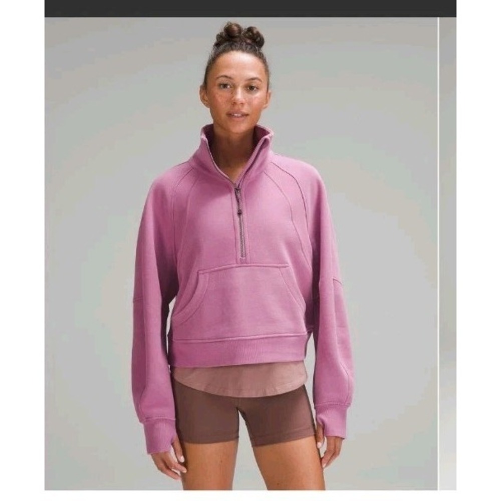 Lululemon Scuba Oversized Half-Zip Hoodie Velvet Dust Pink Purple Logo Size M/L